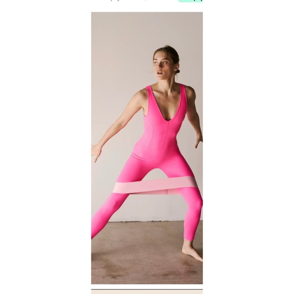 Free People FP Movement Never Better Strappy Jumpsuit Hot Pink Large Stretch - Picture 3 of 15